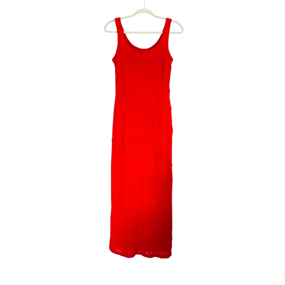 Joseph Ribkoff Vintage Fitted Maxi Dress Red size 4 sleeveless Textured Lined‎